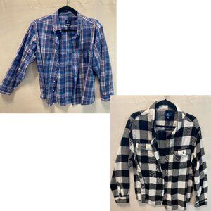 Lot of 2 George Men's Classic Fit Button-Down Shirt Long Sleeve Size Large